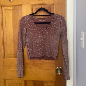 Burgundy long sleeve crop top